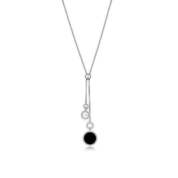 NR0LBR9-W "Nautical" Agate and Howlite with Rope Trim Adjustable Lariat Necklace