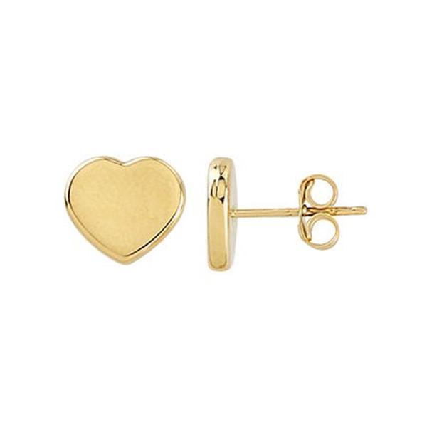 10K Yellow Gold Heart Stud Earrings - Gold - 10KY