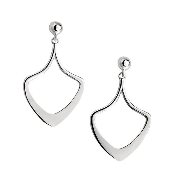 ER2LBC8A0-W Sterling Silver Fan Shaped Post Earrings