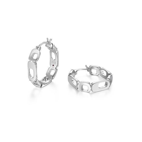 ER2LCSM-W "Lookout" Hoop Earrings With Cushion Rectangle Cutout