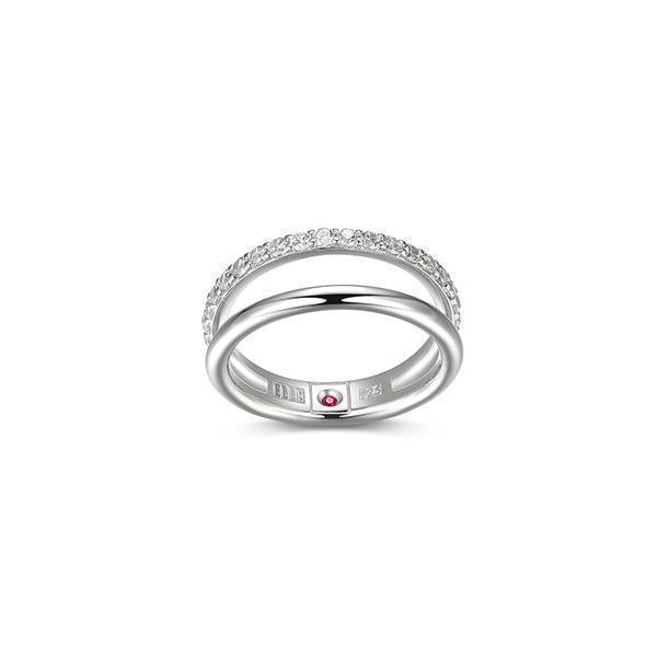 RR4LAG8-W-7 "Simpatico" 2mm Open Band with Cubic Zirconia Ring - Silver