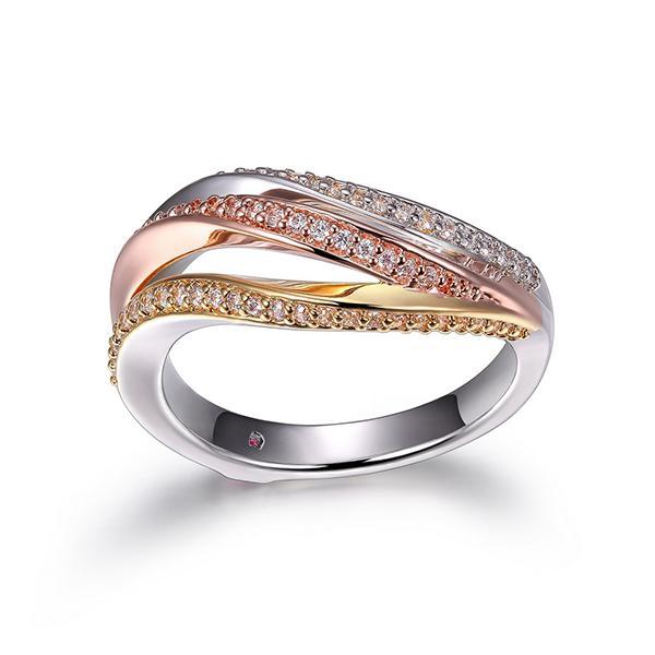 RR4LA6W00-3T-9 Sterling Silver Three Tone Wrap Ring Size 9