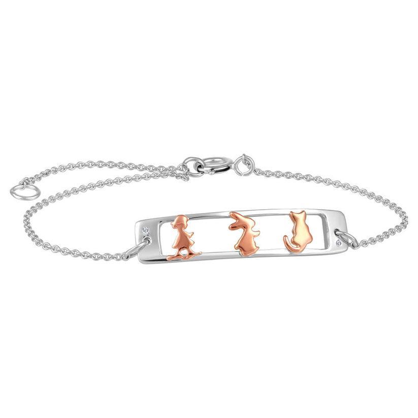 CJ Diamond 10k Gold Kid and Pet Baby Bracelet - Pink and SIlver