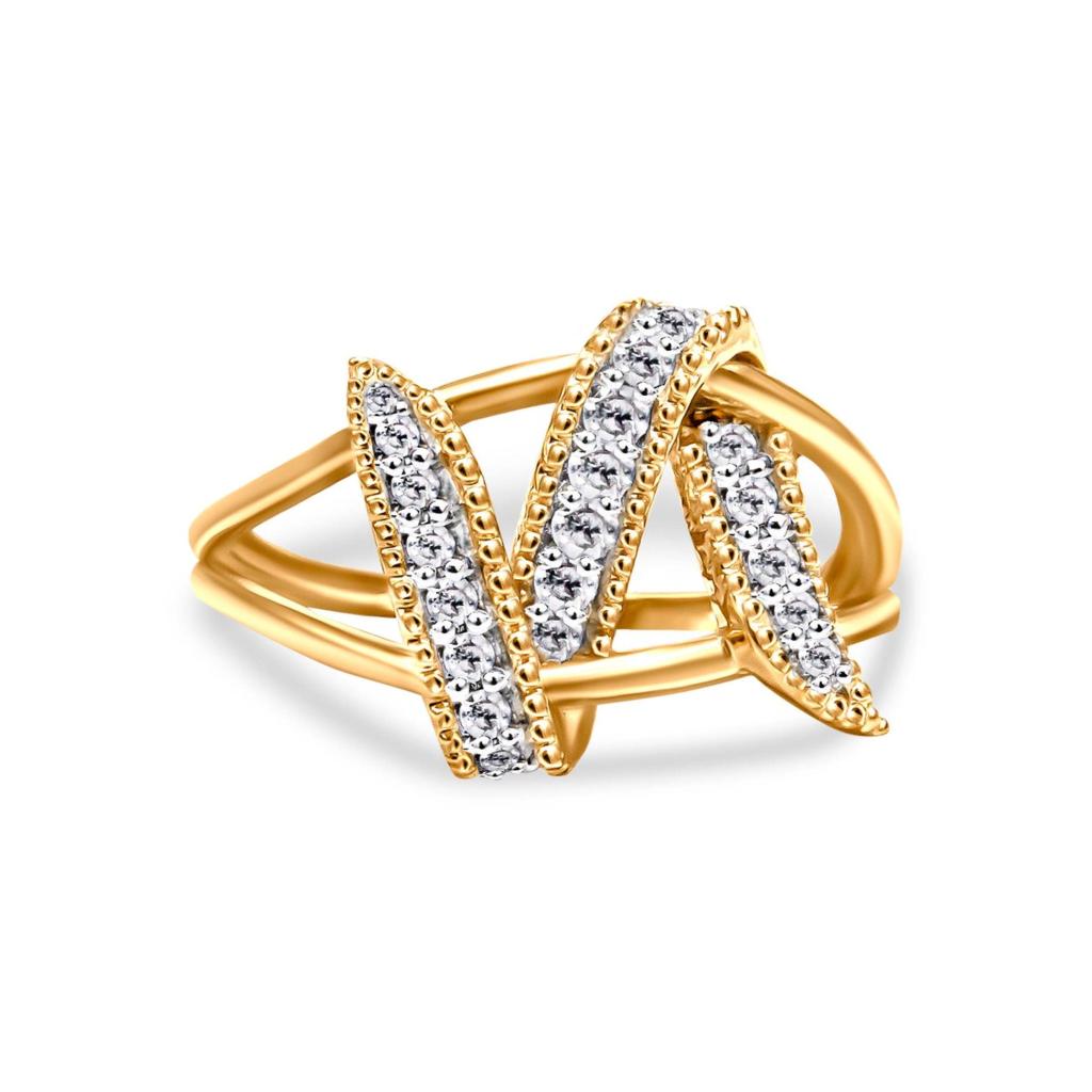 14K Yellow Gold Plated .925 Sterling Silver 1/4 Cttw Diamond Interlocking Bypass Ring (I-J Color, I1-I2 Clarity) Ring Size-6.0