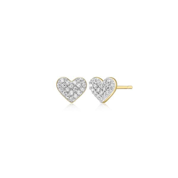 CJ Monte sterling silver lab-created diamond pave heart stud earrings