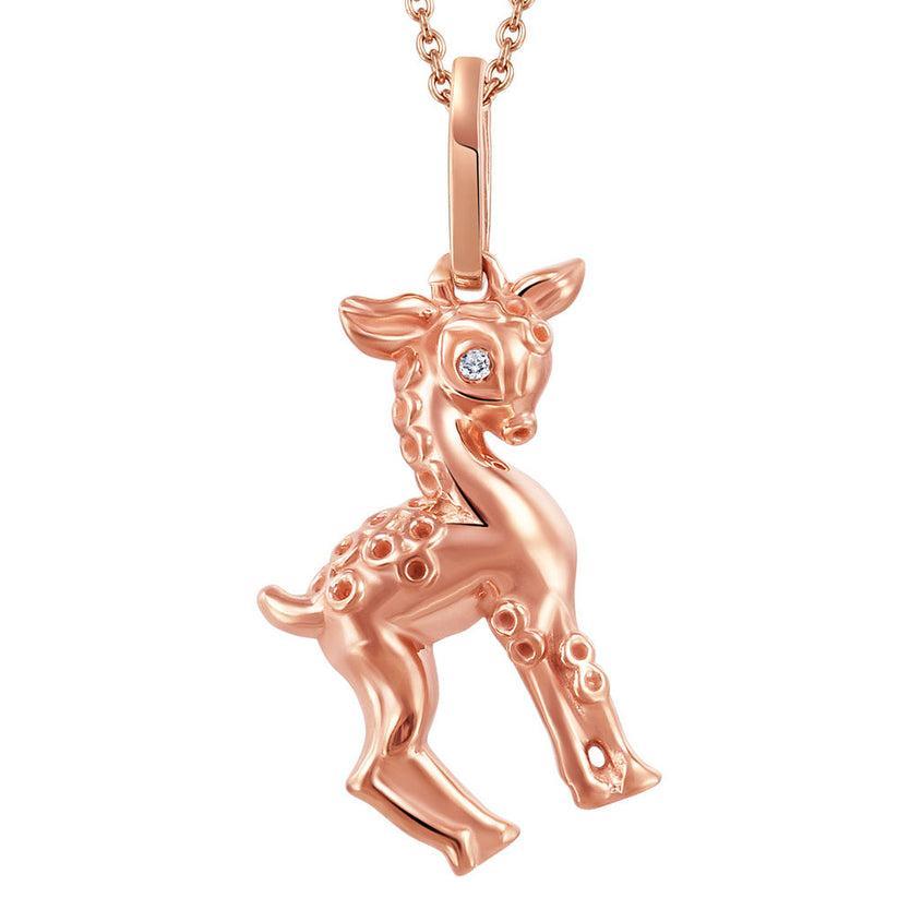 CJ Diamond 10k Gold Pink Deer  - Pink