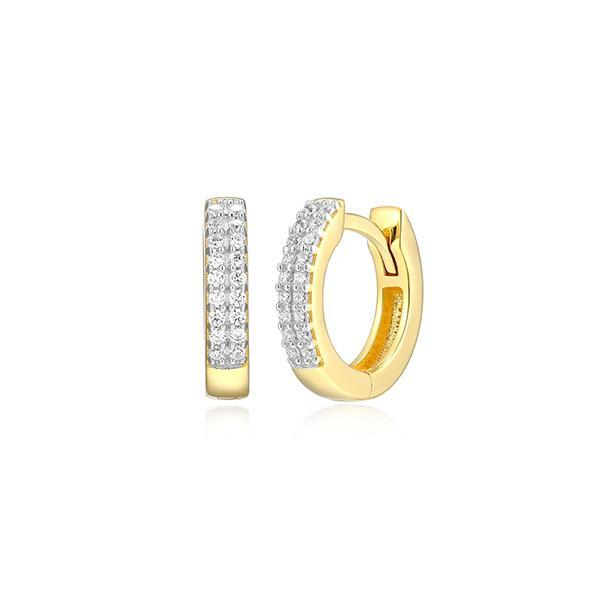 CJ Monte sterling silver labcreated diamond 12.5mm double row huggie hoop earrings