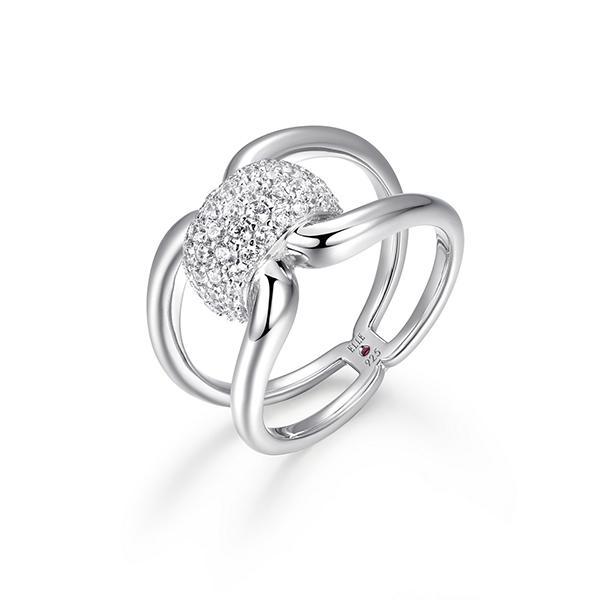 RR4LAK000-W-7 Sterling Silver CITADEL Pave Cubic Zirconia Open Ring Size 7