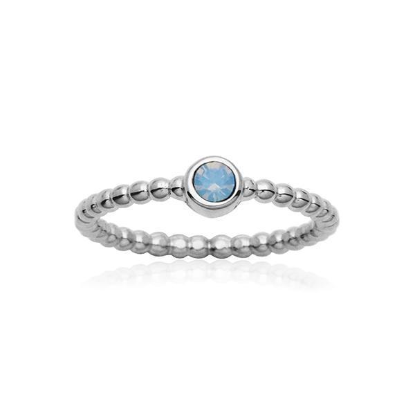 CJ Steelx Sapphire Opal Crystal Bead Ring - Silver - Size 7