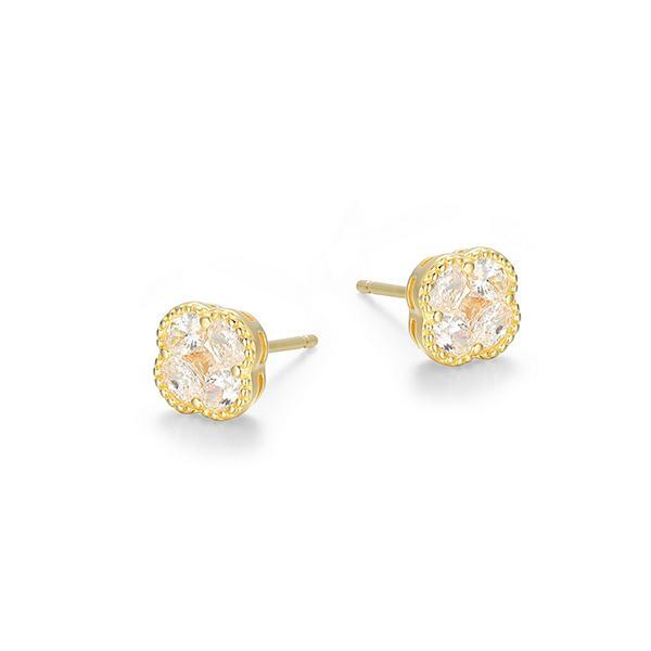 E32ASD400-Y Sterling Silver Diamondlite Cubic Zirconia Clover Stud Earrings