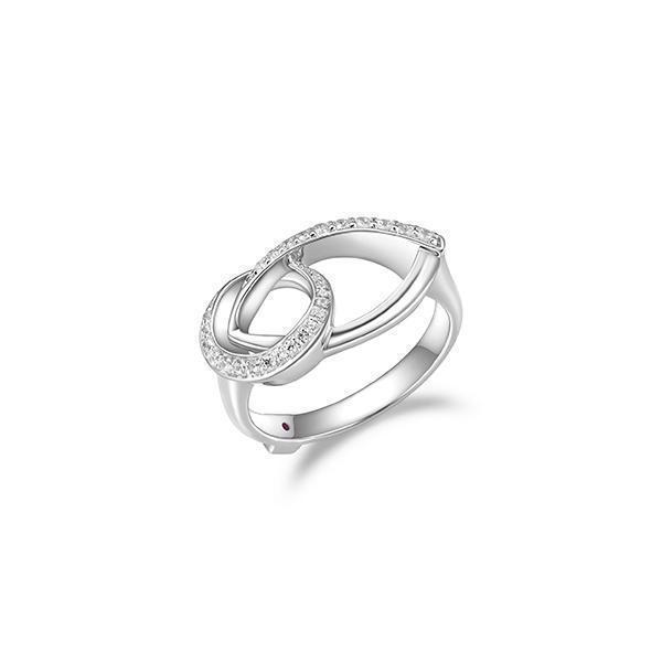 RR4LADX-W-8 "Swing" Marquise and Oval Link Pave Cubic Zirconia Open Ring  - Silver