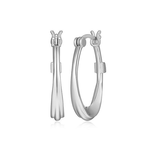 ER2LCT2A0-W Sterling Silver SWIRL 15x25mm Oval Hoop Earrings