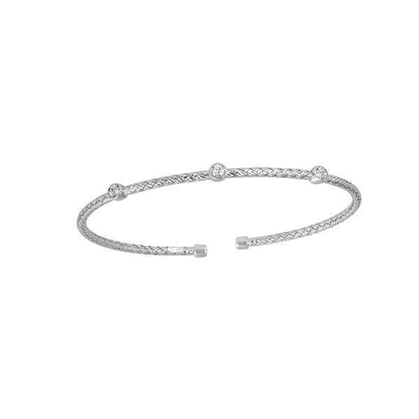 BCGR1Q050-W Diamondlite Sterling Silver "DARSI" Woven Station Cuff Bracelet