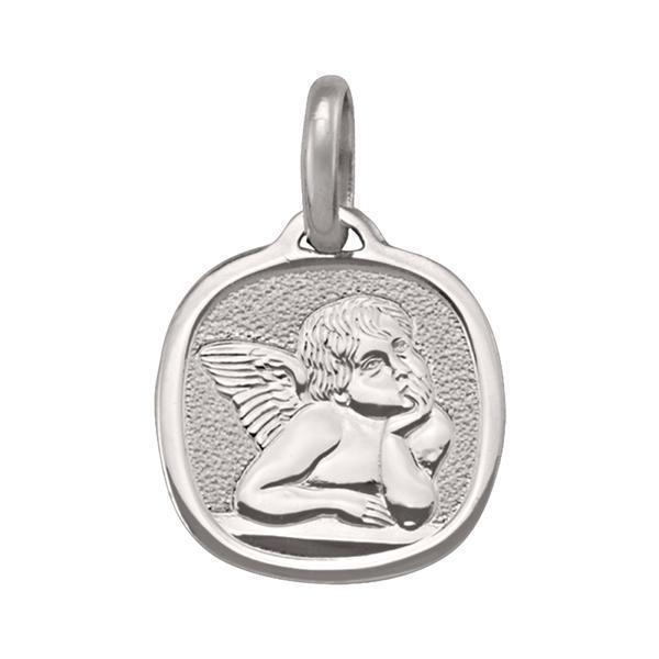 14K White Gold Thinking Angel Pendant - 14KW