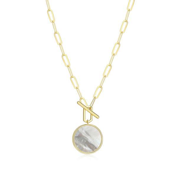 N30LC16A9-Y-18 Sterling Silver LUSTRE White Mother of Pearl Toggle Necklace Size 18