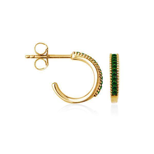 CJ Steelx "May" Emerald Crystal Huggie Hoop Earrings - Green