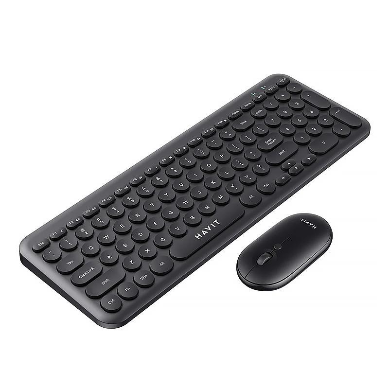 HAVIT-KB254GCM KB254GCM Wireless 2.4GHz Full-Size Round Keycaps Retro Typewriter Keyboard and Mouse Combo