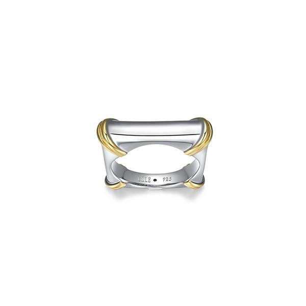 RR4LAGPA0-2T-7 Sterling Silver BAMBOO 7mm Wide Two Tone Ring Size 7