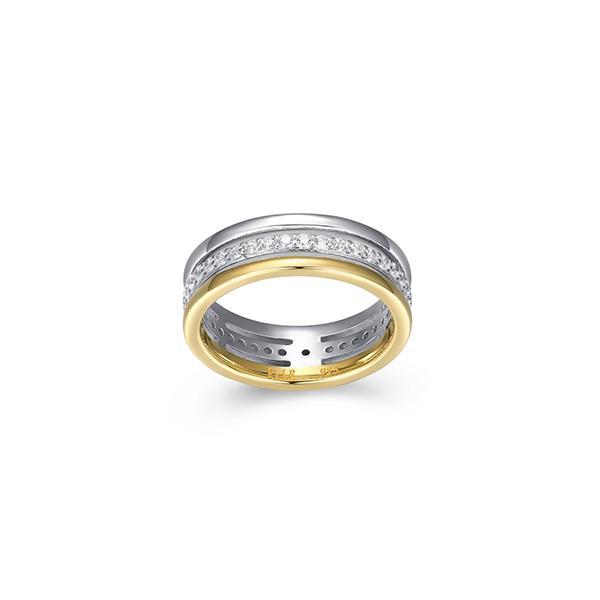 RR4LAGV00-2T-9 Sterling Silver CIRCADIA Triple Row with Cubic Zirconia Two Tone Ring Size 9