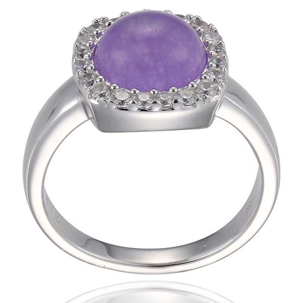 RR4L89997-W-6 Sterling Silver Dyed Purple Quartz Ring Size 6