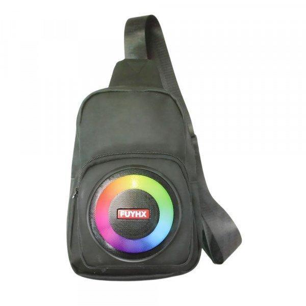 Chest Bag Bluetooth Speaker with Adjustable Straps and Colorful LED Light - Portable Music Player - Black