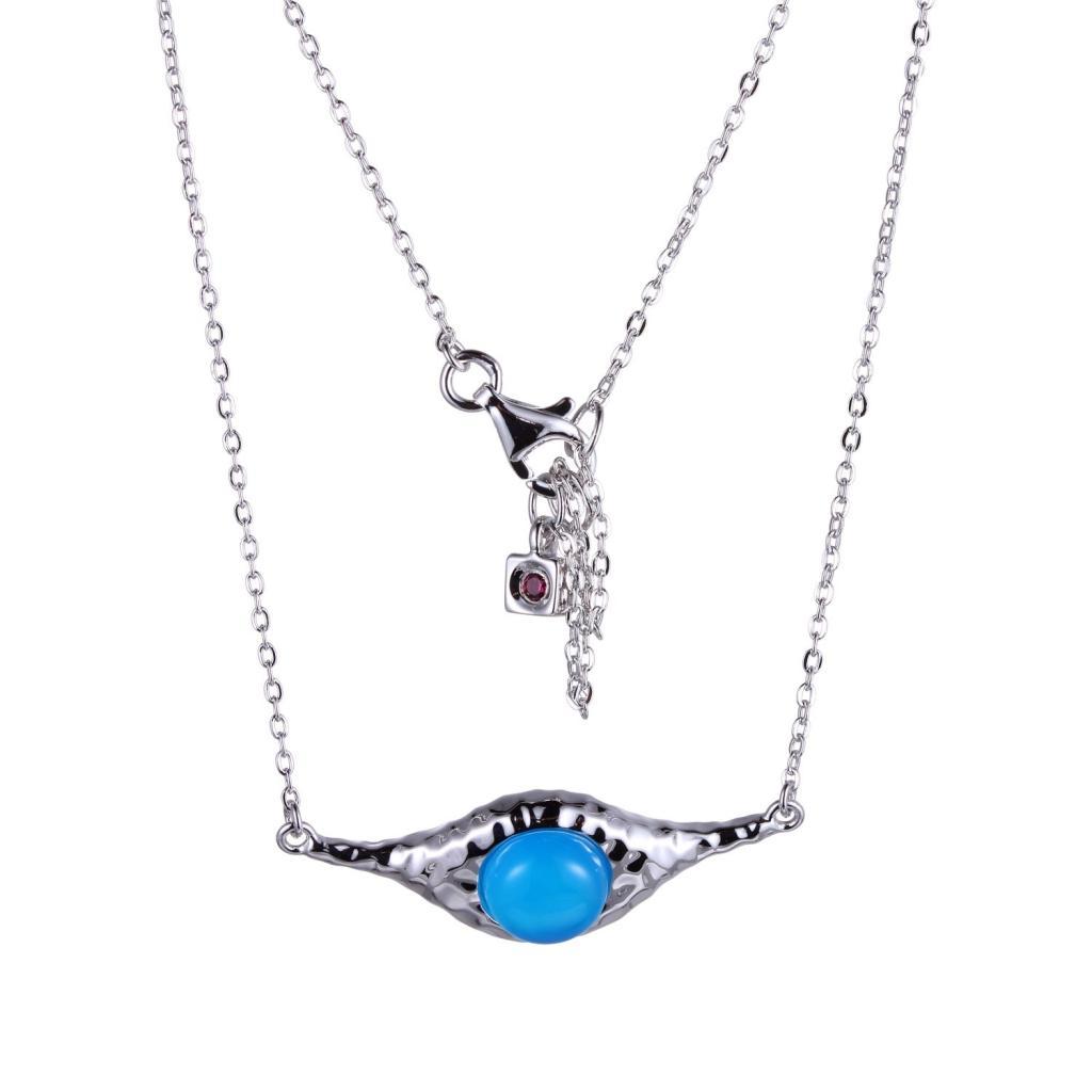 NR0LB2X-W View Blue Chalcedony Necklace