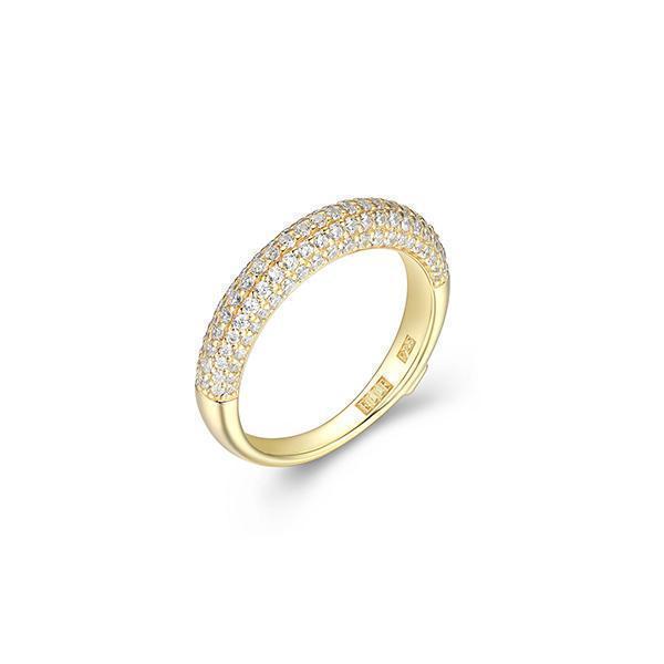 R34LAEX-Y-7 "Stardust" 5-Row Clear Cubic Zirconia Half Eternity Ring - Gold