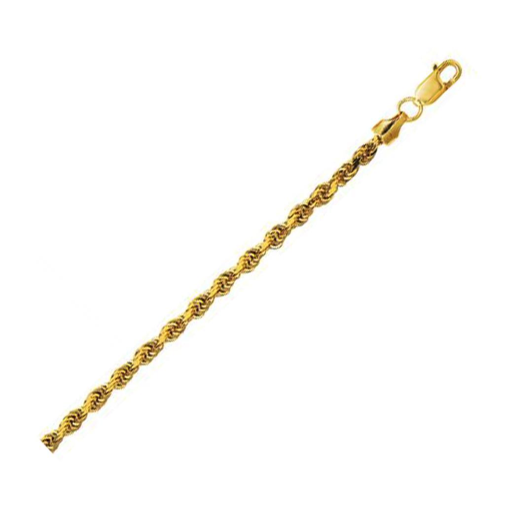 10K Yellow Gold Lite Hollow Diamond Cut Rope Chain (3.20 mm) -18"