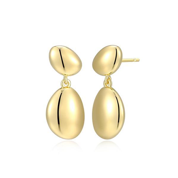 E32AWAEA0-Y Sterling Silver High Polished Two Pebble Long Drop Earrings