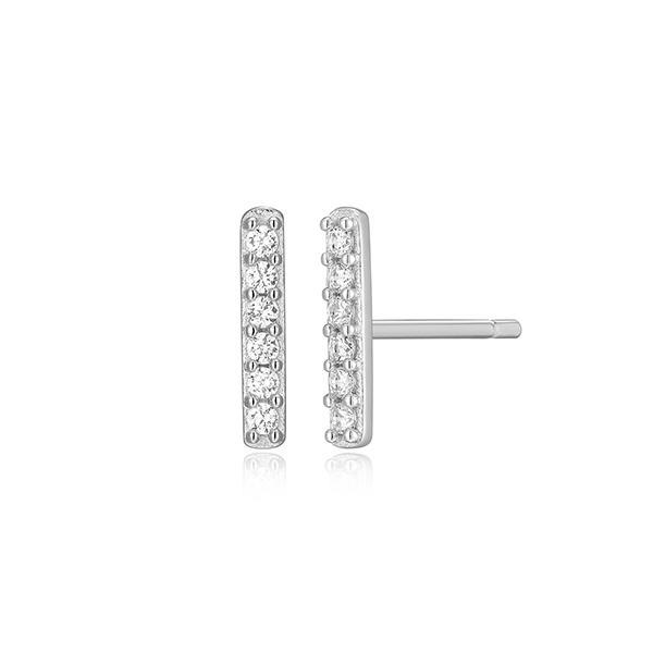 CJ Monte sterling silver lab-created diamond single bar stud earrings