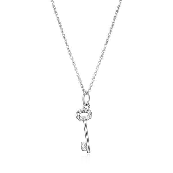 CJ Monte sterling silver labcreated diamond key necklace