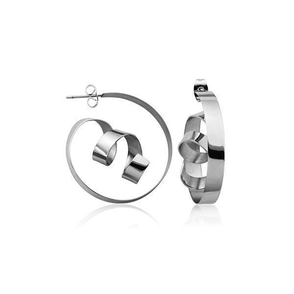 CJ Steelx Stainless Steel Spiral Hoop Earrings
