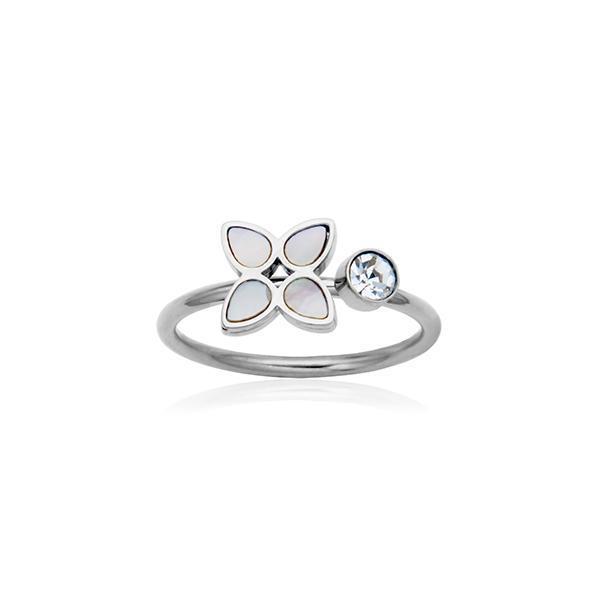 CJ Steelx Rose Opal Crystal Bead Ring - Gold - Size 8