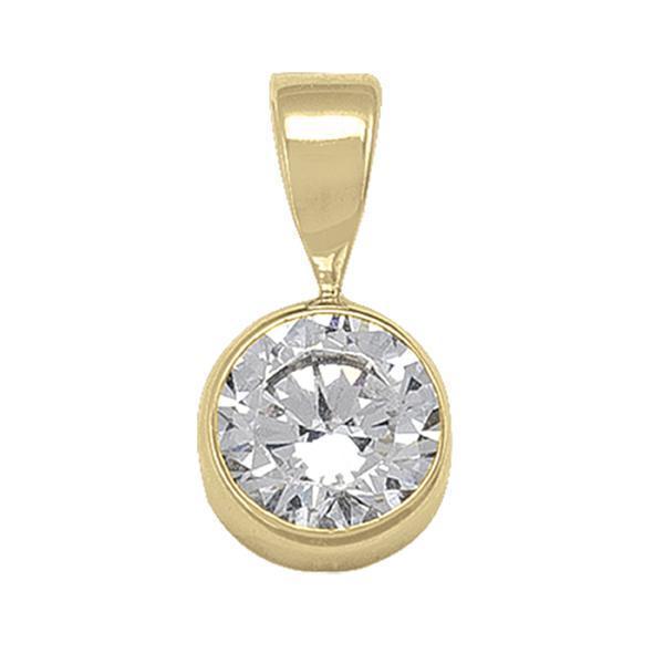 10K Gold Round Cubic Zirconia Pendant - 10KY