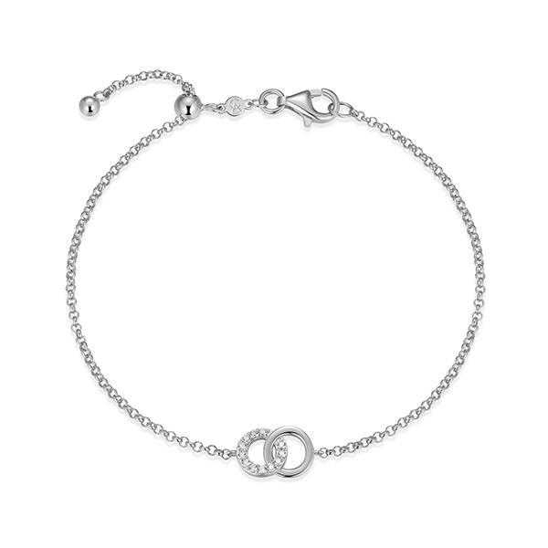 CJ Monte sterling silver labcreated diamond interlocking circles adjustable bracelet