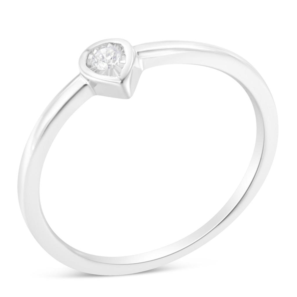 .925 Sterling Silver 1/20 Carat Diamond Teardrop Pear-Shaped Miracle Set Petite Fashion Promise Ring (J-K Color, I1-I2 Clarity) Ring Size-6.0