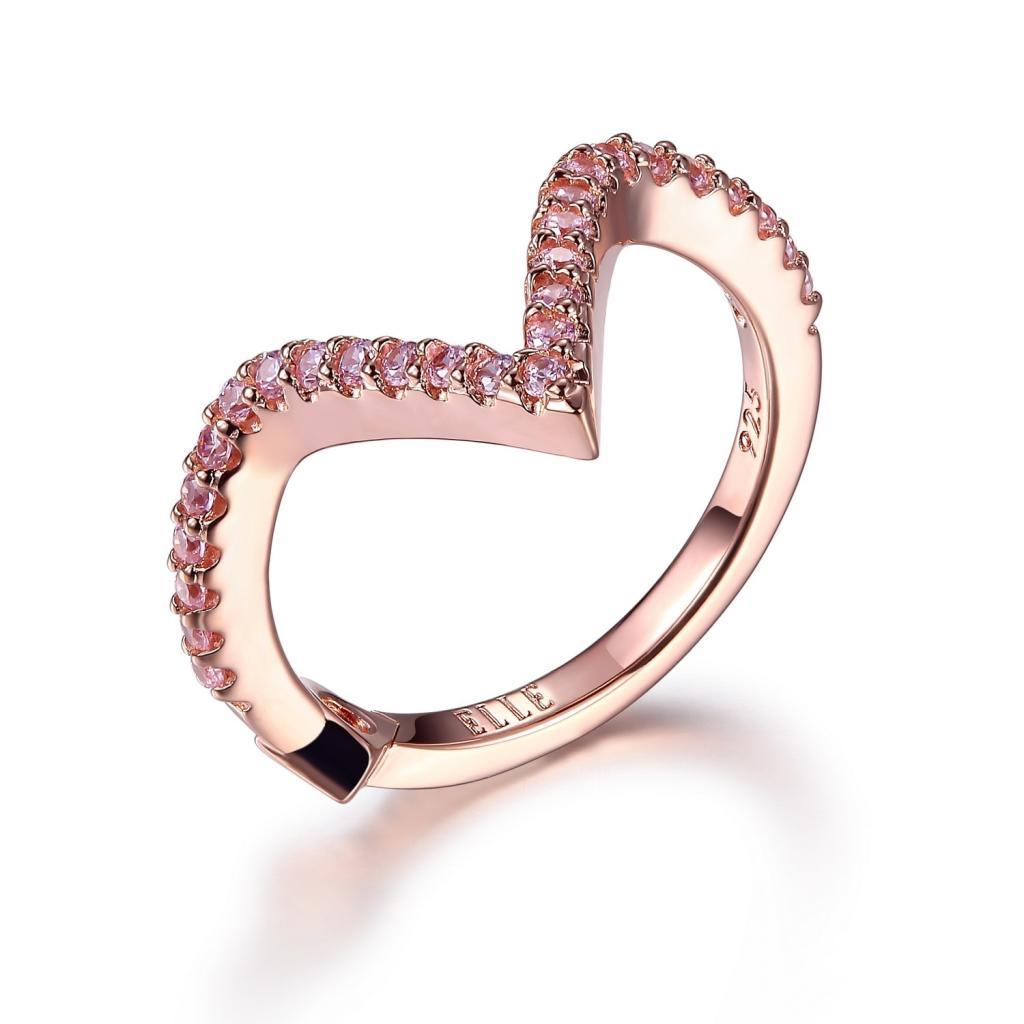 R34LA44-P-4 Rodeo Drive Cubic Zirconia Chevron Midi Ring Size 4