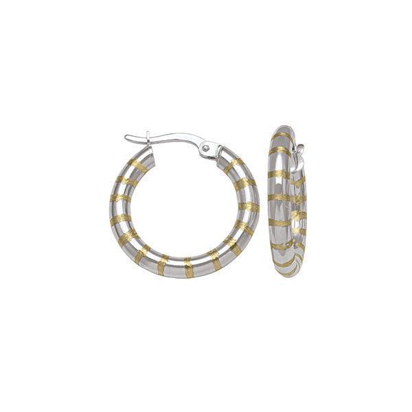 10K Two Tone Gold Hoop Earrings - ETECA25 - 1.9 gm - 2T