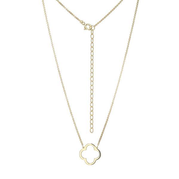 N30ADHEA0-Y-16 Sterling Silver Open Clover Rolo Necklace Size 16