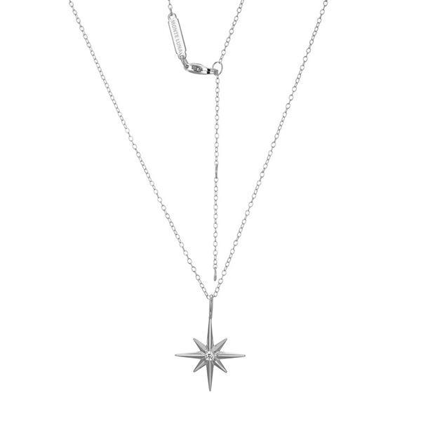 CJ Monte sterling silver labcreated diamond high polished north star necklace