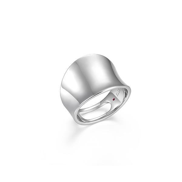 RR4LAJ9-W-9 "Lookout" Concave Up Curved Ring - Silver