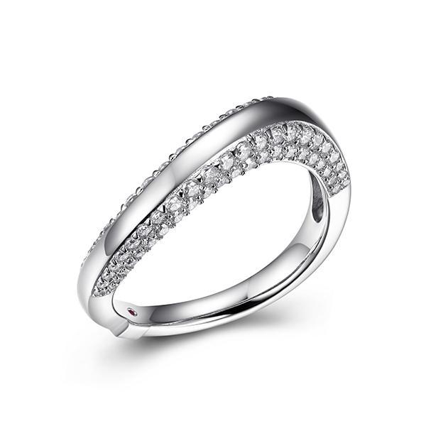 RR4LABW00-W-6 Sterling Silver OCEAN Twist Cubic Zirconia Ring Size 6