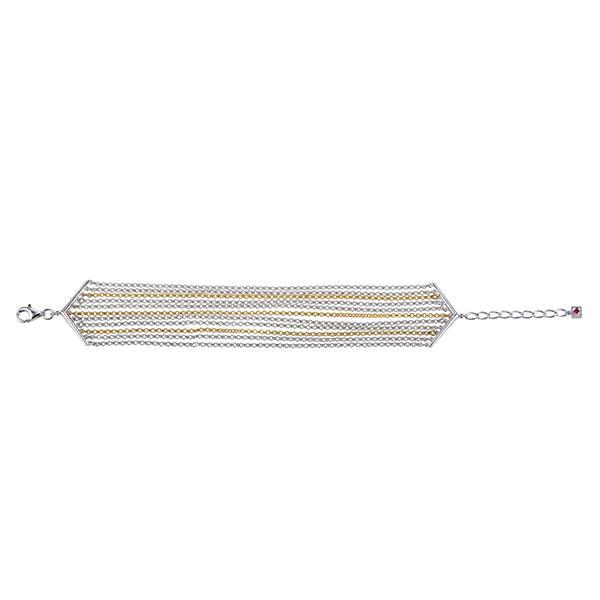 BR1LAA4A-2T-6.5 Waterfall Multi Chain Two Tone Bracelet Size 6.5