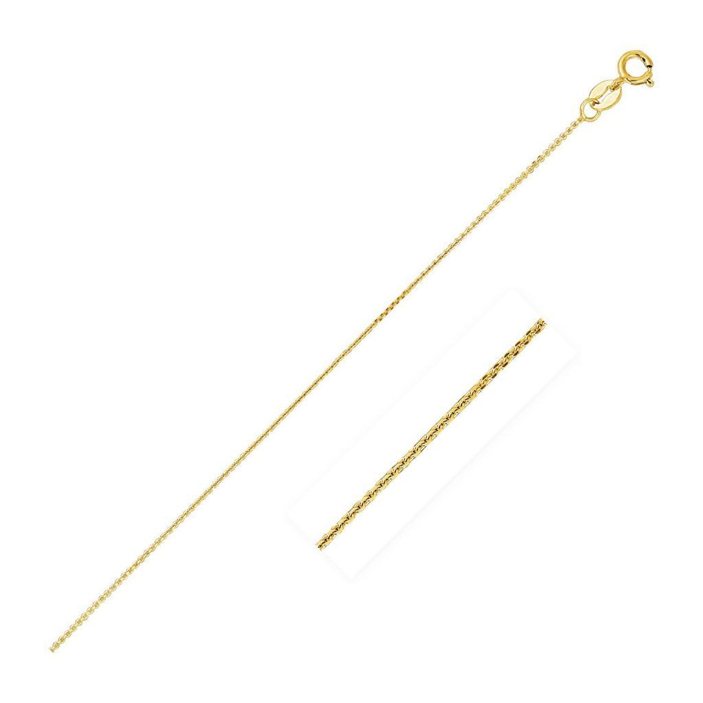 14k Yellow Gold Diamond Cut Cable Link Chain (0.87 mm) - 16"