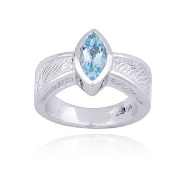 RR4L74612-W-8 Sterling Silver Sky Blue Topaz Marquise Shaped Ring Size 8