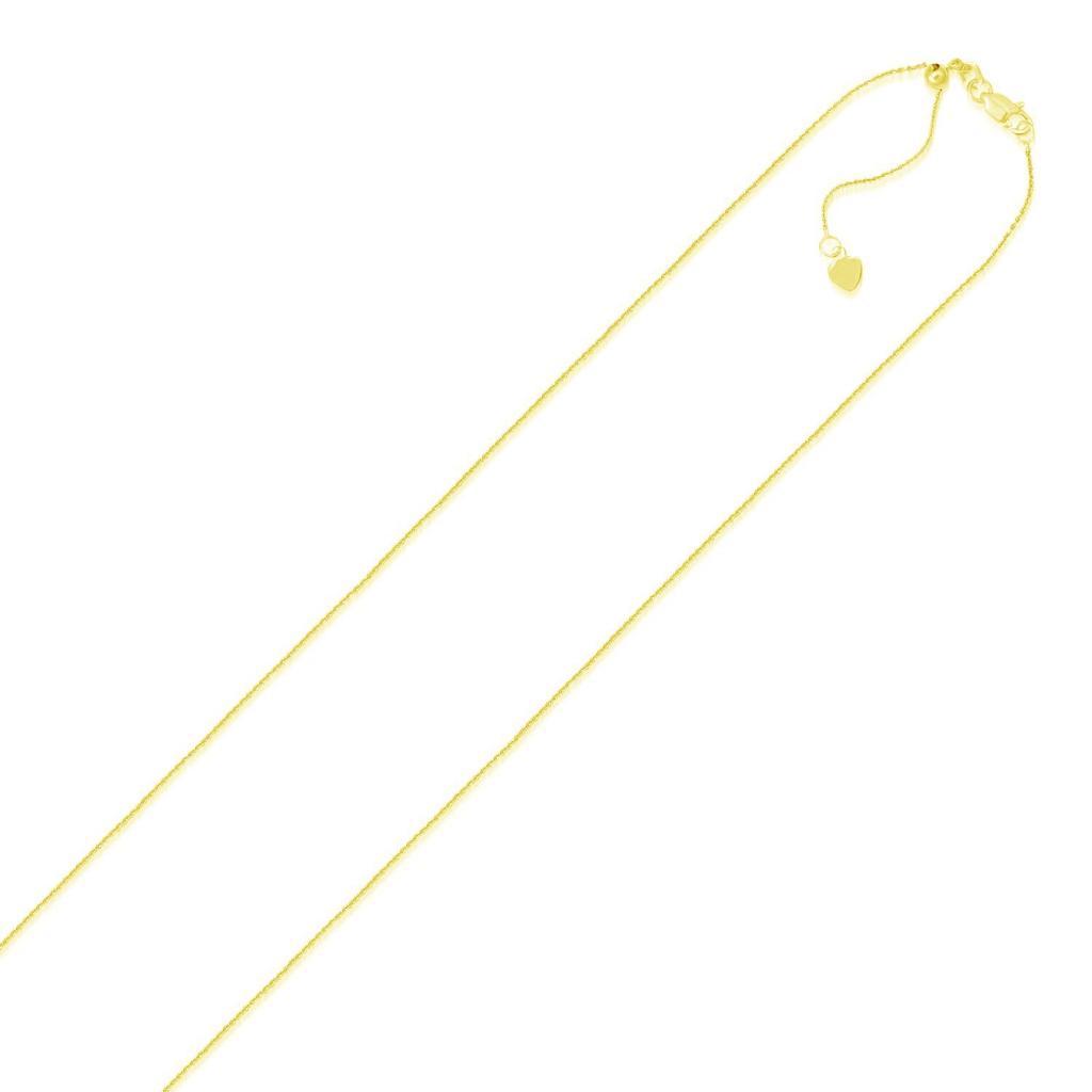 14k Yellow Gold Adjustable Cable Chain (1.10 mm) -22"