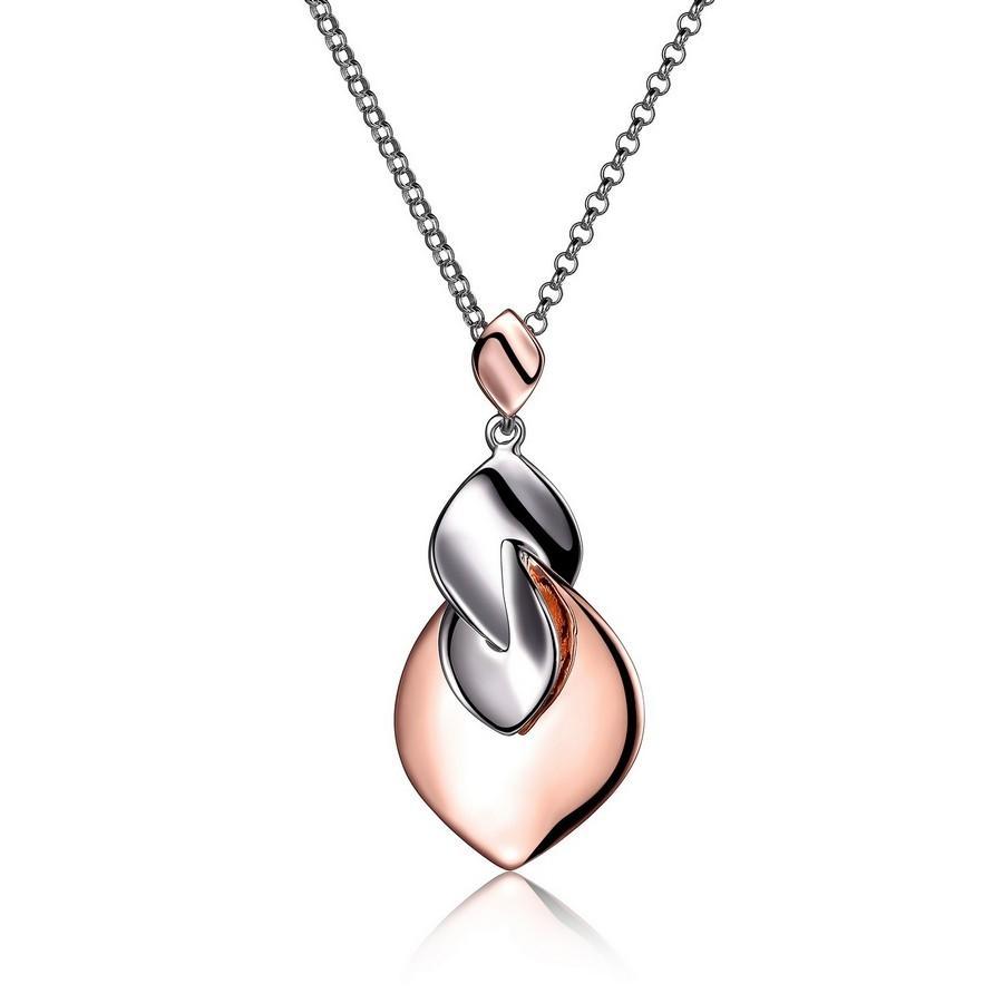 NR0LB73-2T Rose Petal Two Tone Rolo Necklace