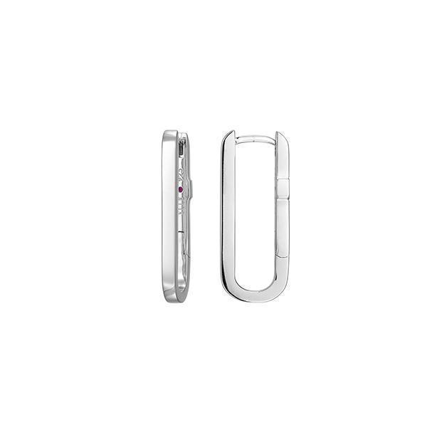 ER2LCQ4-W "Parallel" Sterling Silver Oblong Hoops Earrings