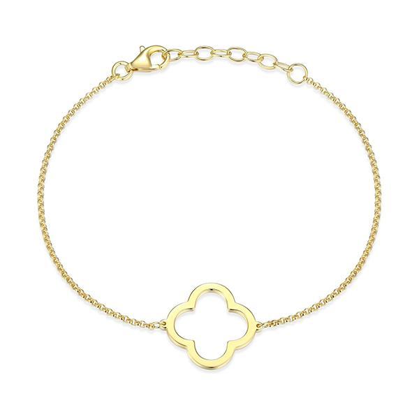 B31ADSPA0-Y-6.5 Sterling Silver Open Clover Rolo Bracelet Size 6.5