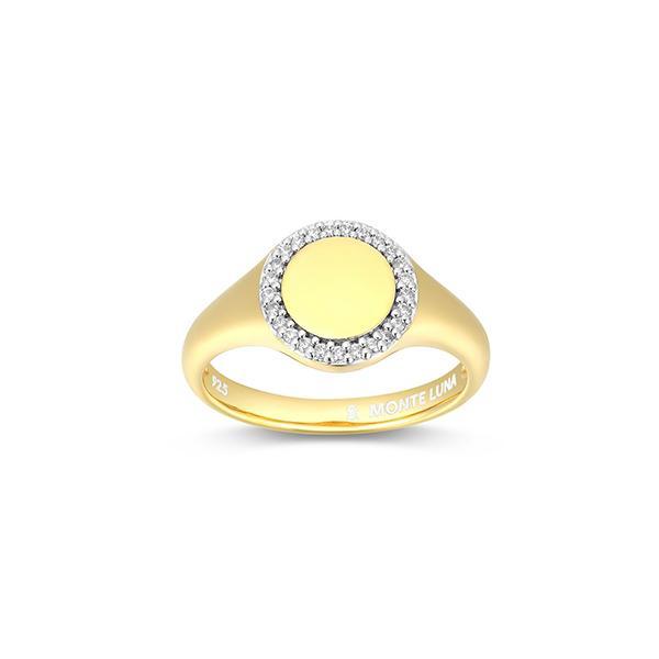 CJ Monte sterling silver lab-created diamond round signet ring - Size 5